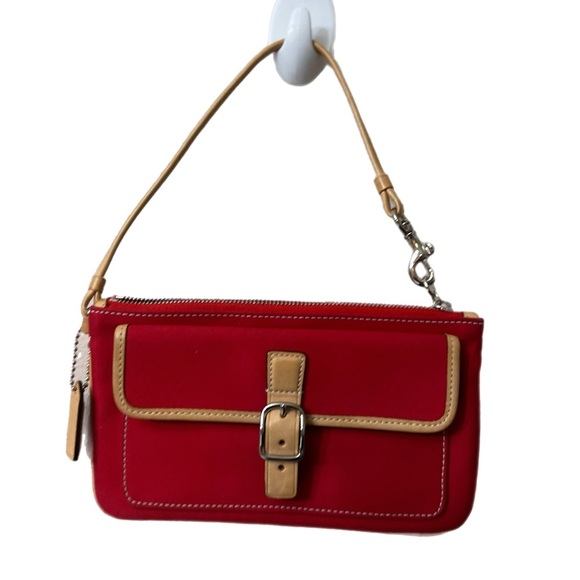 Handbags - Coach Wristlet Red Canvas Leather